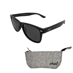 adult gloss black flex-frame sunglasses free case